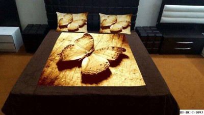 Shine Creation 200 TC Velvet Double 3D Printed Flat Bedsheet(Pack of 1, Brown)