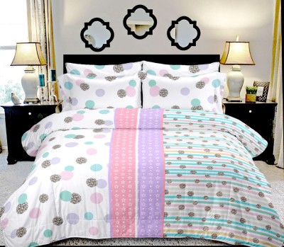 AppyNature 180 TC Cotton Double Polka Flat Bedsheet(Pack of 1, White)