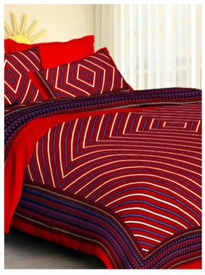 BRIJSHIKHA ENTERPRISES 180 TC Cotton Double Abstract Flat Bedsheet(Pack of 1, Red)