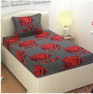 MAA MEVA FAB 150 TC Polycotton Single 3D Printed Flat Bedsheet(Pack of 1, Black)