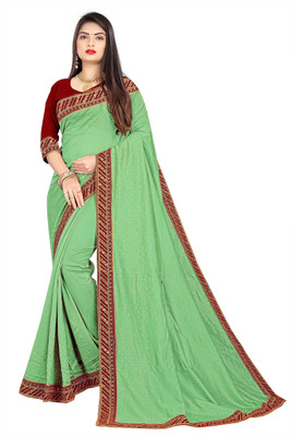 monoria Solid/Plain Bollywood Art Silk Saree(Light Green)
