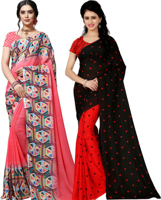 kashvi sarees Polka Print Daily Wear Georgette Saree(Pack of 2, Multicolor)