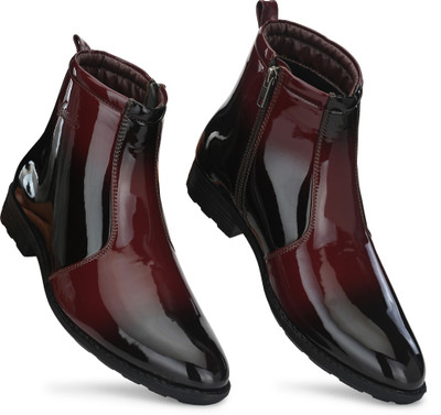 Vellinto Royal Look Zipped Boots For Men ll Casual Shoes For Men For Men(Red, Maroon , 10)