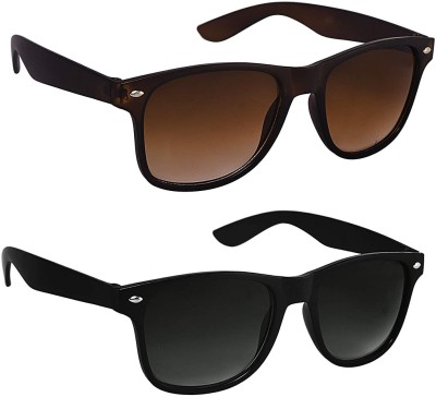 maxa Rectangular, Wayfarer, Oval, Sports Sunglasses(For Men & Women, Black, Brown)