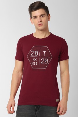 Peter England University Printed Men Round Neck Brown T-Shirt