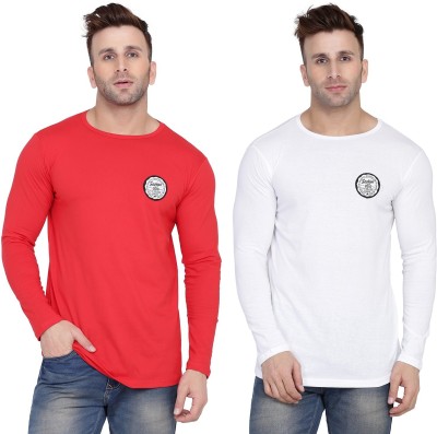 Lawful Casual Solid Men Round Neck Red, White T-Shirt