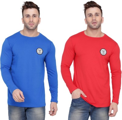 BEYOU FASHION Solid Men Round Neck Red, Blue T-Shirt