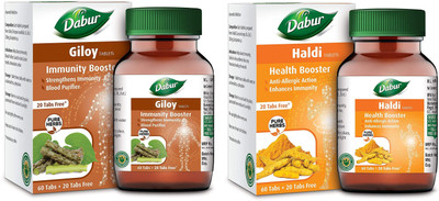 Dabur Giloy and Haldi Tablet for Immunity and Skin(Pack of 2, 160)
