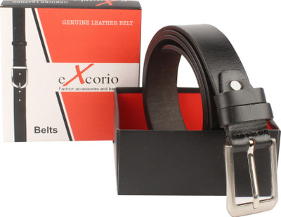 80% OFF on eXcorio Men Formal Black Genuine Leather Belt