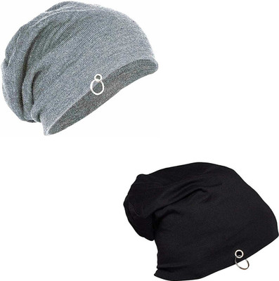 Eliq Solid Beanie Cap(Pack of 2)