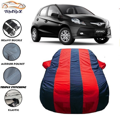 MoTRoX Car Cover For Honda Brio (With Mirror Pockets)(Red, Blue)