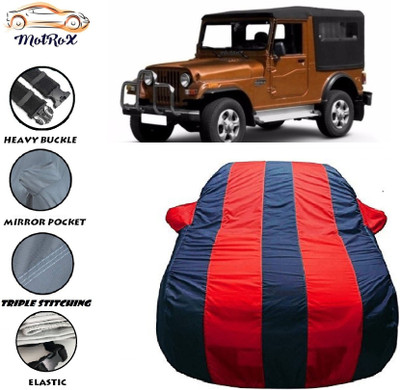 MoTRoX Car Cover For Mahindra Jeep (With Mirror Pockets)(Red, Blue)