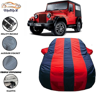 MoTRoX Car Cover For Mahindra Thar (With Mirror Pockets)(Red, Blue)