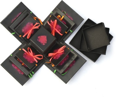 Nyaro 3 Layered Chocolate Exploding Box Greeting Card(Black, Red, Pack of 1)