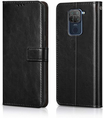 Kolorfame Flip Cover for Redmi Note 9 PU Leather Wallet Flip Case for Redmi Note 9(Black, Dual Protection, Pack of: 1)