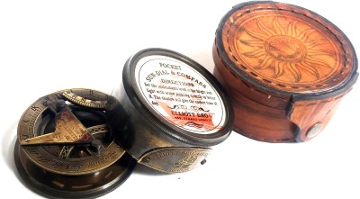 k.v handicrafts ELLIOTT BRO's 449,STRAND LONDON Antique Pocket Drum Compass With Leather Box Compass(Brown)