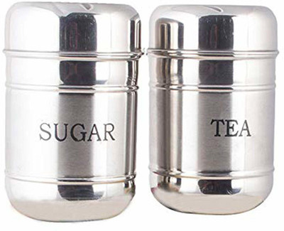 shree shubh laxmi Steel Tea Coffee & Sugar Container  - 500 ml, 500 ml(Pack of 2, Silver)