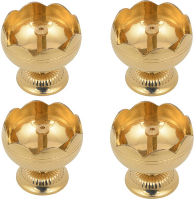 Magic's Max Brass (Pack of 4) Table Diya Set(Height: 5 inch)