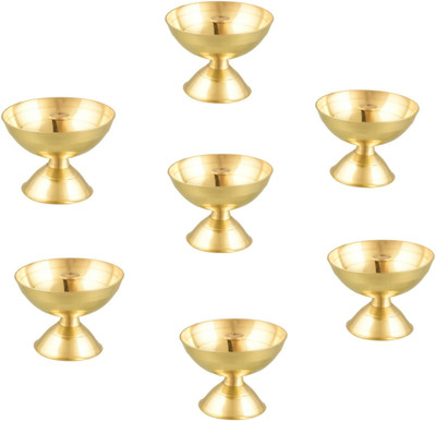 Magic's Max Brass (Pack of 7) Table Diya Set(Height: 5 inch)