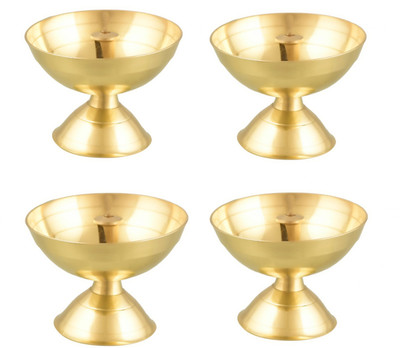 Magic's Max Brass (Pack of 4) Table Diya Set(Height: 5 inch)