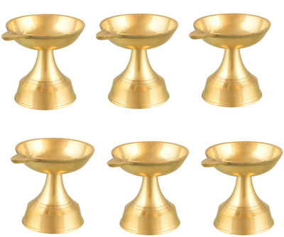 Magic's Max Brass (Pack of 6) Table Diya Set(Height: 4 inch)