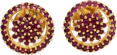 Weldecor Premium Collection American Diamond Fashion Round Stud Earrings for Girls/Women Brass Stud Earring