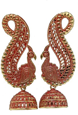 Happy Stoning Peacock Inspired Simple and Elegant Light Weight Earrings for women & Girls Brass Jhumki Earring