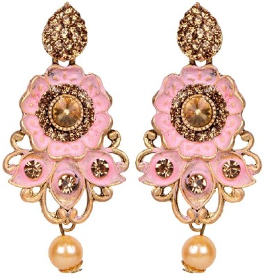 BHANA FASHION BHANA FASHION Designer Gold Plated Enamelled Meenakari Earrings For Women And Girls Cubic Zirconia, Beads Alloy Drops & Danglers