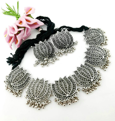 K P ENTERPRISES Metal, Oxidised Silver Sterling Silver Silver Jewellery Set(Pack of 1)