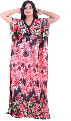 KEOTI Floral Print Pure Satin Women Kaftan