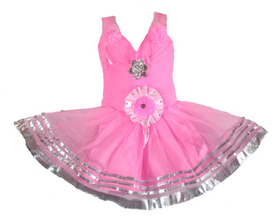 kids fashion hub Girls Midi/Knee Length Festive/Wedding Dress(Pink, Sleeveless)