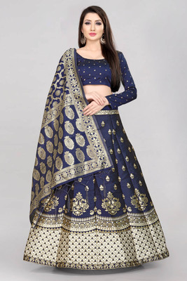 Payu Printed Semi Stitched Lehenga Choli(Dark Blue)