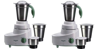 PHILIPS HL1606/03 PACK OF 2 500 Mixer Grinder (6 Jars, WHITE and GREEN)