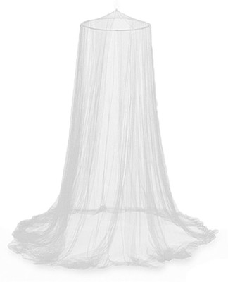 Shree Kriday Polyester Adults Washable Single Bed Hanging Round Mosquito Net(White, Ceiling Hung)