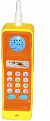 jmv Cute Musical Learning Cartoon Mobile Phone Toy with Colorful Light Effects and Wonderful Sound for Kids | Musical Toy for Kids.(Orange, Yellow)