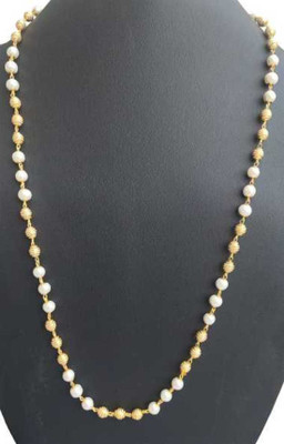 NAKIT STYLISH GOLD PLATED PEARL CHAIN /MOTI MALA FOR LADIES/GIRLS Pearl Gold-plated Plated Alloy Chain