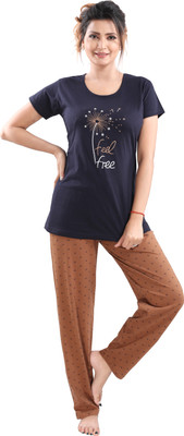 DZZO Women Printed Multicolor Top & Pyjama Set