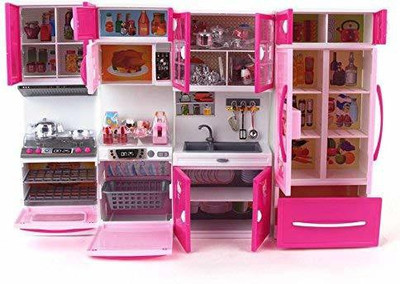 him tex Dream House Kitchen Set Kids Luxury Battery Operated Kitchen Super Set Toy With Light And Sound Carry Case