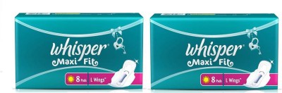 Whisper Maxi fit pad L+8+8 Wings Sanitary pad Sanitary Pad(Pack of 2)