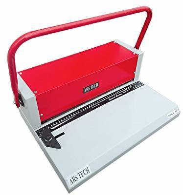 Ars tech A3 Spiral Binding Machine 10-12 Sheets Punch Every Single Slot, 52 Holes Heavy Duty Machine(Red/White) Manual Ring Binder