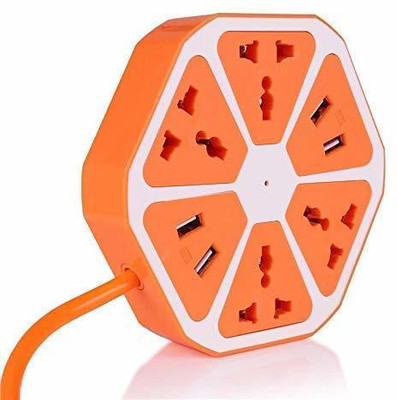 Paramits 10Amp 4 USB Hexagon Extension Board & Power Socket, Outlet Ports with 6 ft Surge Protection 2500W Multi-Faceted Safety Sockets (Multi Colour) 8  Socket Extension Boards(Orange, 1.8 m, With USB Port)
