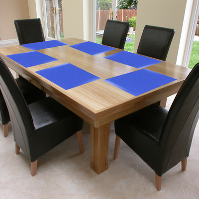 Bossify Rectangular Pack of 6 Table Placemat(Blue, PVC)