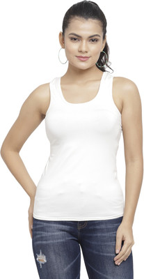 N-gal Casual Sleeveless Solid Women White Top