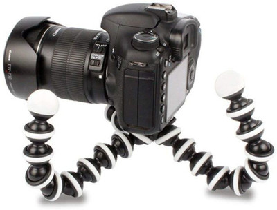 gyzmofreakz Plastic Fully Flexible Foldable Tripod, Monopod, Monopod Kit, Tripod Ball Head, Tripod Bracket(Black , White, Supports Up to 1500 g)