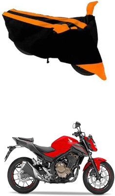 RONISH Two Wheeler Cover for Honda(CB 500, Black, Orange)