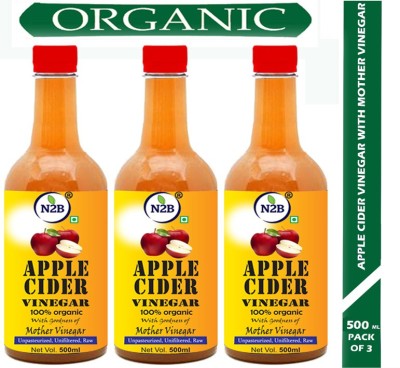 N2B Organic Apple Cider Vinegar 500ml Pack of 3 Vinegar(3 x 500 ml)