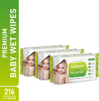 BodyGuard Premium Paraben Free Baby Wet Wipes with Aloe Vera - 216 Wipes  (216 Wipes)