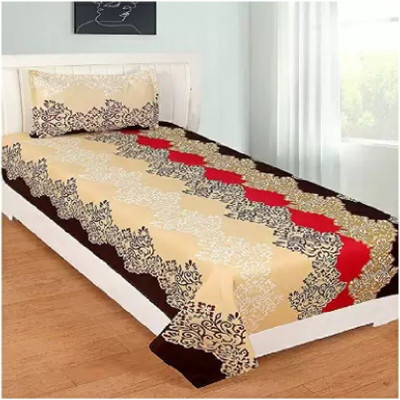 MAA MEVA FAB 150 TC Polycotton Single 3D Printed Flat Bedsheet(Pack of 1, Brown)