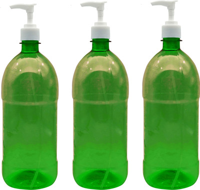 HARSH PET Empty Refillable Premium Lotion Pump Bottle 1000 ml Bottle(Pack of 3, Green, Plastic)