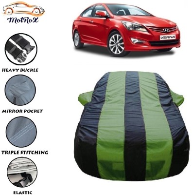 MoTRoX Car Cover For Hyundai Fluidic Verna 4S (With Mirror Pockets)(Green, Blue)